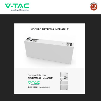 V-Tac Batteria 102,4V 50Ah 5,1kWh IP65 per Sistema All-In-One