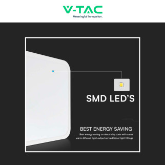 V-Tac VT-8630 Plafoniera LED Quadrata 36W IP44 Sensore di Movimento e Crepuscolare