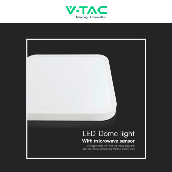 V-Tac VT-8630 Plafoniera LED Quadrata 36W IP44 Sensore di Movimento e Crepuscolare