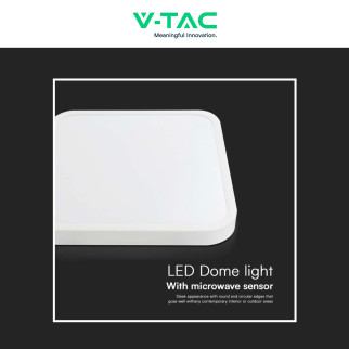 V-Tac VT-8630 Plafoniera LED Quadrata 36W IP44 Sensore di Movimento e Crepuscolare