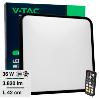 V-Tac VT-8630 Plafoniera LED Quadrata 36W IP44 Sensore di Movimento e Crepuscolare
