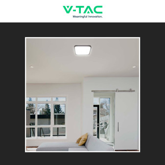 V-Tac VT-8630 Plafoniera LED Quadrata 36W IP44 Sensore di Movimento e Crepuscolare