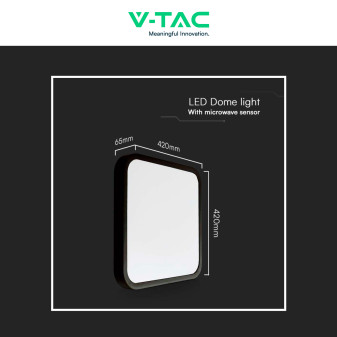 V-Tac VT-8630 Plafoniera LED Quadrata 36W IP44 Sensore di Movimento e Crepuscolare