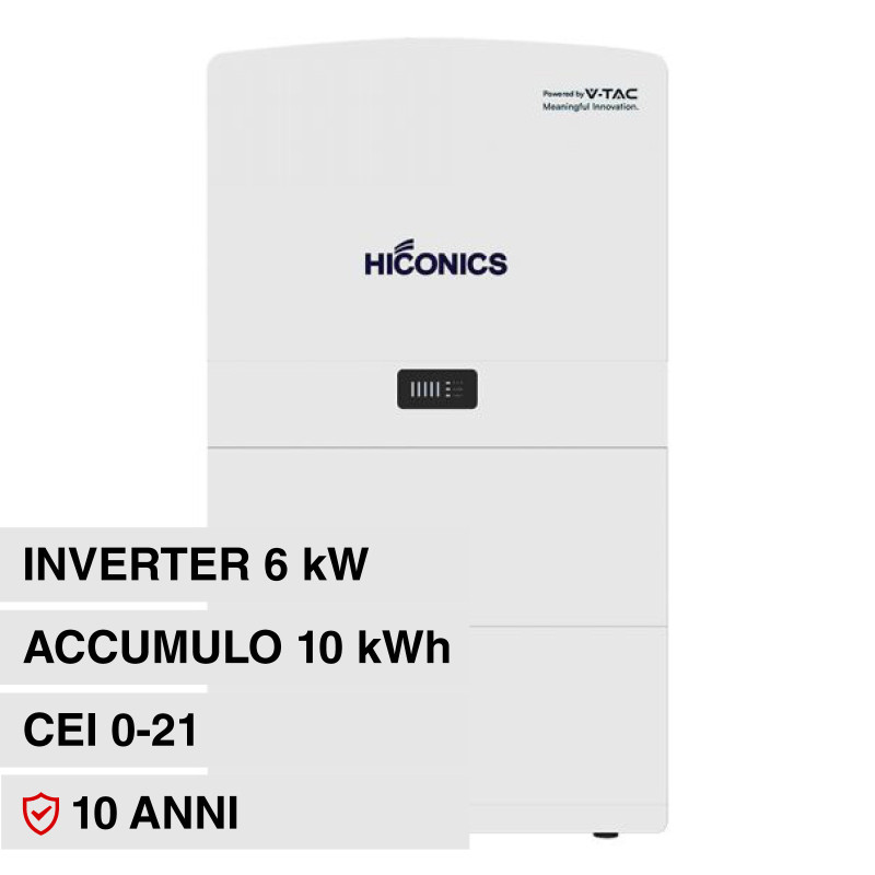 Sistema All-In-One Inverter Monofase 6kW 2 Batterie BMS 10,2kWh V-Tac
