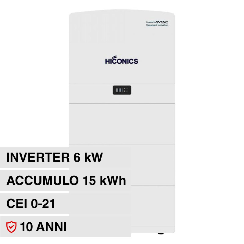 Sistema All-In-One Inverter Monofase 6kW 3 Batterie BMS 15,3kWh V-Tac