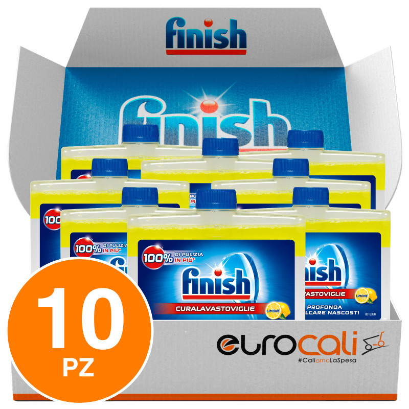 Finish Curalavastoviglie Sgrassante al Limone 10 Flaconi da 250ml