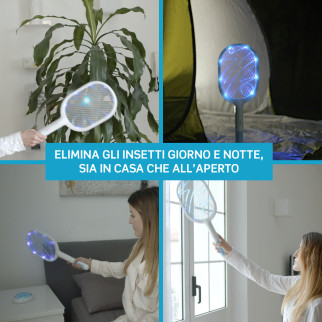 Intergross Flash Away 2 Racchette Zanzare Ricaricabile Doppio Uso