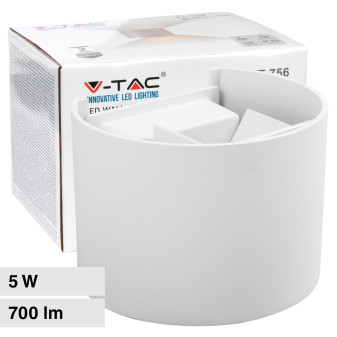 VT-756 Lampada LED da Muro 5W Bianca con Doppio LED SMD IP65 V-Tac