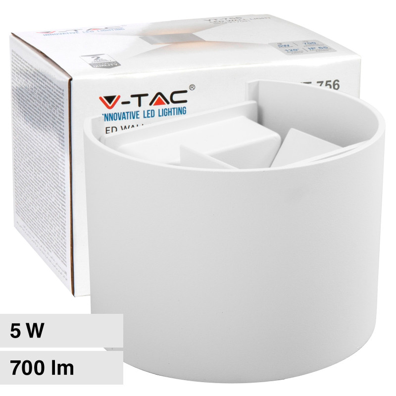 VT-756 Lampada LED da Muro 5W Bianca con Doppio LED SMD IP65 V-Tac