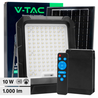 VT-55w Faro LED 10W IP65 Pannello Solare con Sensore Telecomando V-Tac