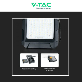 VT-55w Faro LED 10W IP65 Pannello Solare con Sensore Telecomando V-Tac