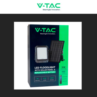 VT-55w Faro LED 10W IP65 Pannello Solare con Sensore Telecomando V-Tac