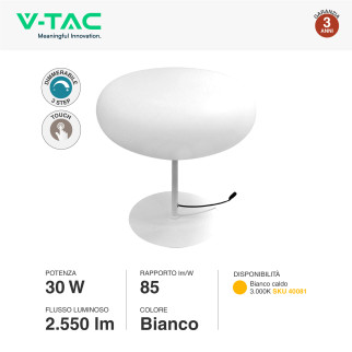 VT-7353 V-TAC Lampada da Tavolo LED 30W Dimmerabile Touch
