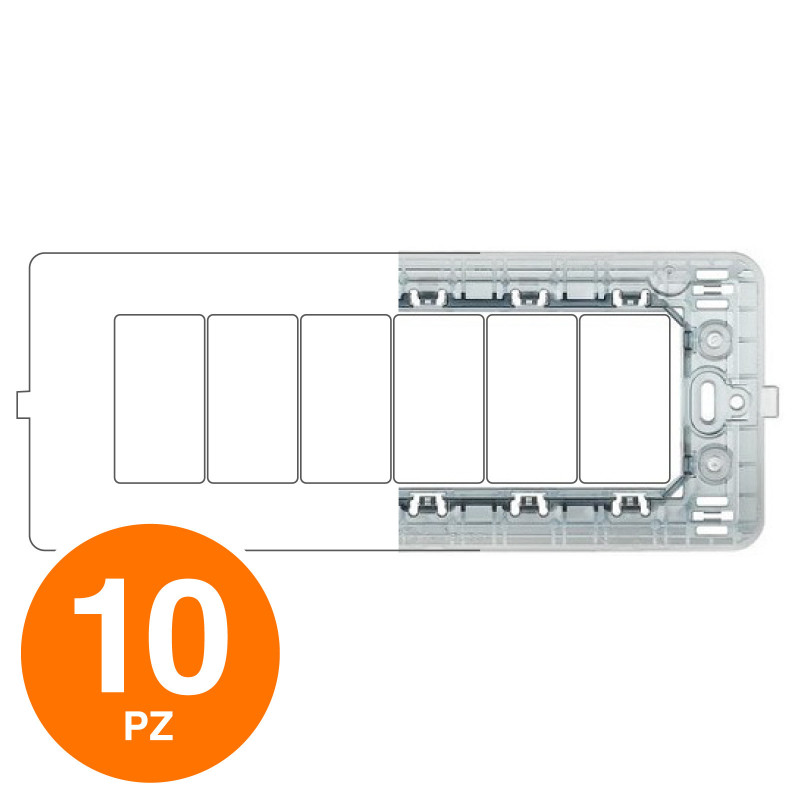 MAPAM Supporto JOY 6P - Confezione 10pz - mod. 7007-B - Compatibile con BTicino MATIX