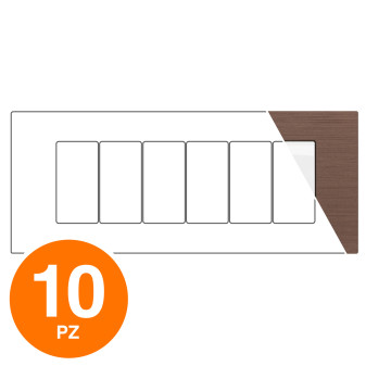 MAPAM Placca Tecnopolimero Spazzolato JOY 6P Bronzo - Confezione 10pz - mod. M5006SL-14 - Compatibile con BTicino MATIX
