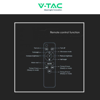 VT-102w Faro LED 15W IP65 Pannello Solare con Sensore Telecomando V-Tac
