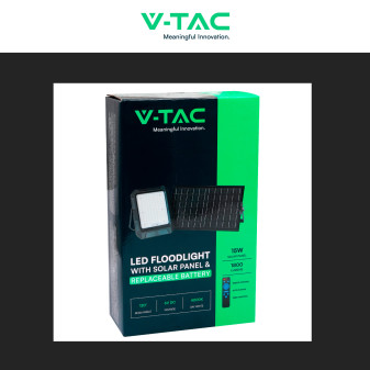 VT-102w Faro LED 15W IP65 Pannello Solare con Sensore Telecomando V-Tac