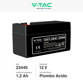 V-Tac VT-1.2-12 Batteria Piombo Acido 12V 1,2Ah - SKU 23449