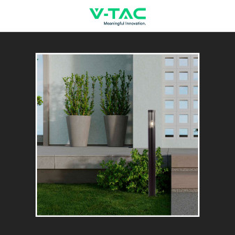 V-Tac VT-1185 Paletto Portalampada E27 Cilindrico 1m Colore Nero IP44