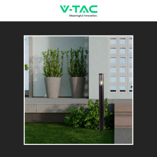 V-Tac VT-1185 Paletto Portalampada E27 Cilindrico 1m Colore Nero IP44