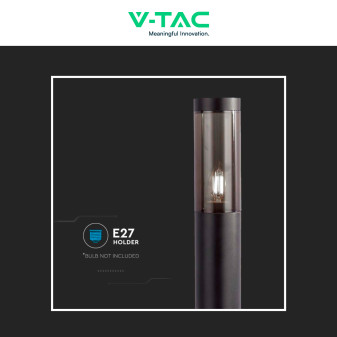 V-Tac VT-1185 Paletto Portalampada E27 Cilindrico 1m Colore Nero IP44