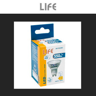 Faretto PAR16 LED Lampadina GU10 5,5W SMD in Vetro Life