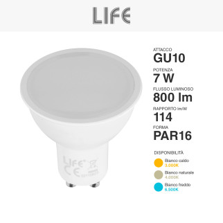 Faretto LED PAR16 GU10 7W SMD Life