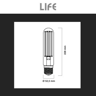 Lampadina LED E40 49W Tubolare T52 Filament IP65 in Vetro Life