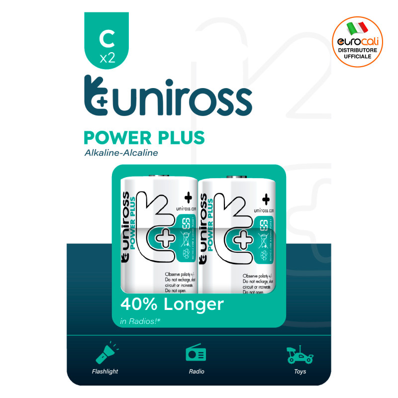 Uniross Power Plus Alkaline LR14 Mezzatorcia C Baby 1,5V