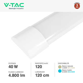 VT-8340 Tubo LED Prismatico Plafoniera SMD 40W 120cm V-Tac