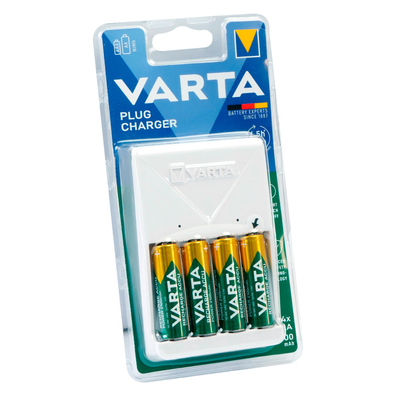 Varta Plug Charger Caricabatterie AA / AAA con 4 Pile AA
