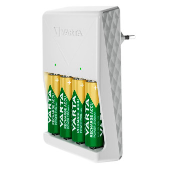 Varta Plug Charger Caricabatterie AA / AAA con 4 Pile AA