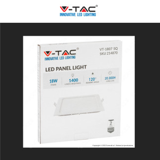 VT-1807-SQ Mini Pannello LED Quadrato 18W da Incasso V-Tac