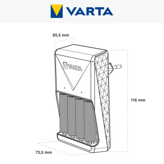 Varta Plug Charger Caricabatterie AA / AAA con 4 Pile AA