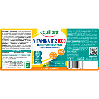 Equilibra Vitamina B12 1000 Integratore Energia 180 Compresse