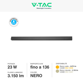 VT-1178 Lampada LED da Muro 23W IP65 CRI≥90 Nera V-Tac