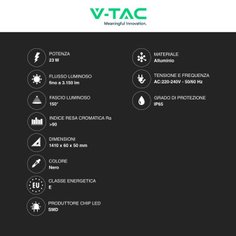 VT-1178 Lampada LED da Muro 23W IP65 CRI≥90 Nera V-Tac