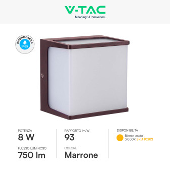 VT-708 Lampada LED Muro 8W SMD Applique Marrone IP65 V-Tac