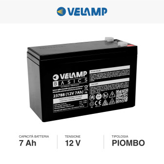 Batteria al Piombo 12V 7Ah Ricaricabile Attacchi  F1 Velamp