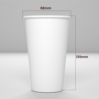 50 Bicchieri in Carta Biodegradabile Bianco da 480ml