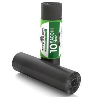 10 Sacchi Neri Rotolo a Strappo Raccolta Rifiuti Plastica 120L 90x120cm