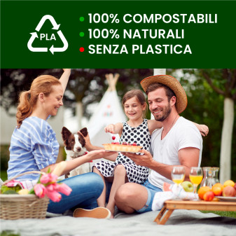 50 Set di Posate Ecologico Forchetta Coltello Tovagliolo PLA