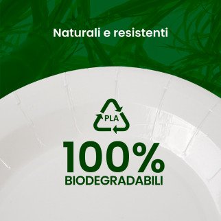 50 Piatti Bianchi in Bioplastica Monouso Diametro 17cm