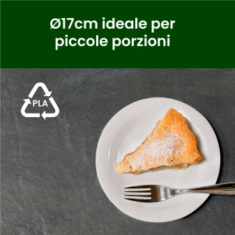 50 Piatti Bianchi in Bioplastica Monouso Diametro 17cm