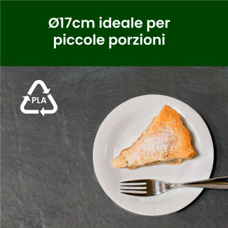 50 Piatti Bianchi in Bioplastica Monouso Diametro 17cm