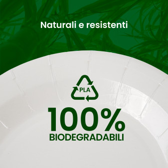 50 Piatti Bianchi in Bioplastica Monouso Diametro 21cm