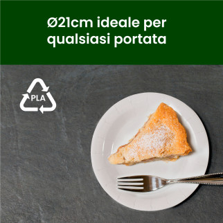 50 Piatti Bianchi in Bioplastica Monouso Diametro 21cm