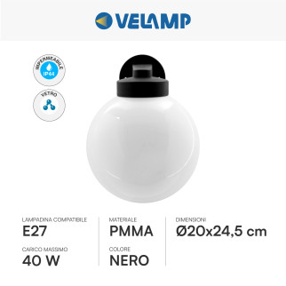 Portalampada da Giardino da Muro Applique a Sfera Velamp