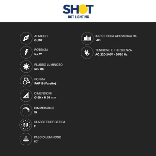 Acquista Bot Lighting Shot Lampadina LED GU10 5,7W Faretto