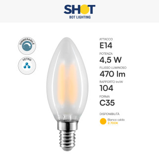 Acquista Bot Lighting Lampadina LED E14 4,5W Candela Frost